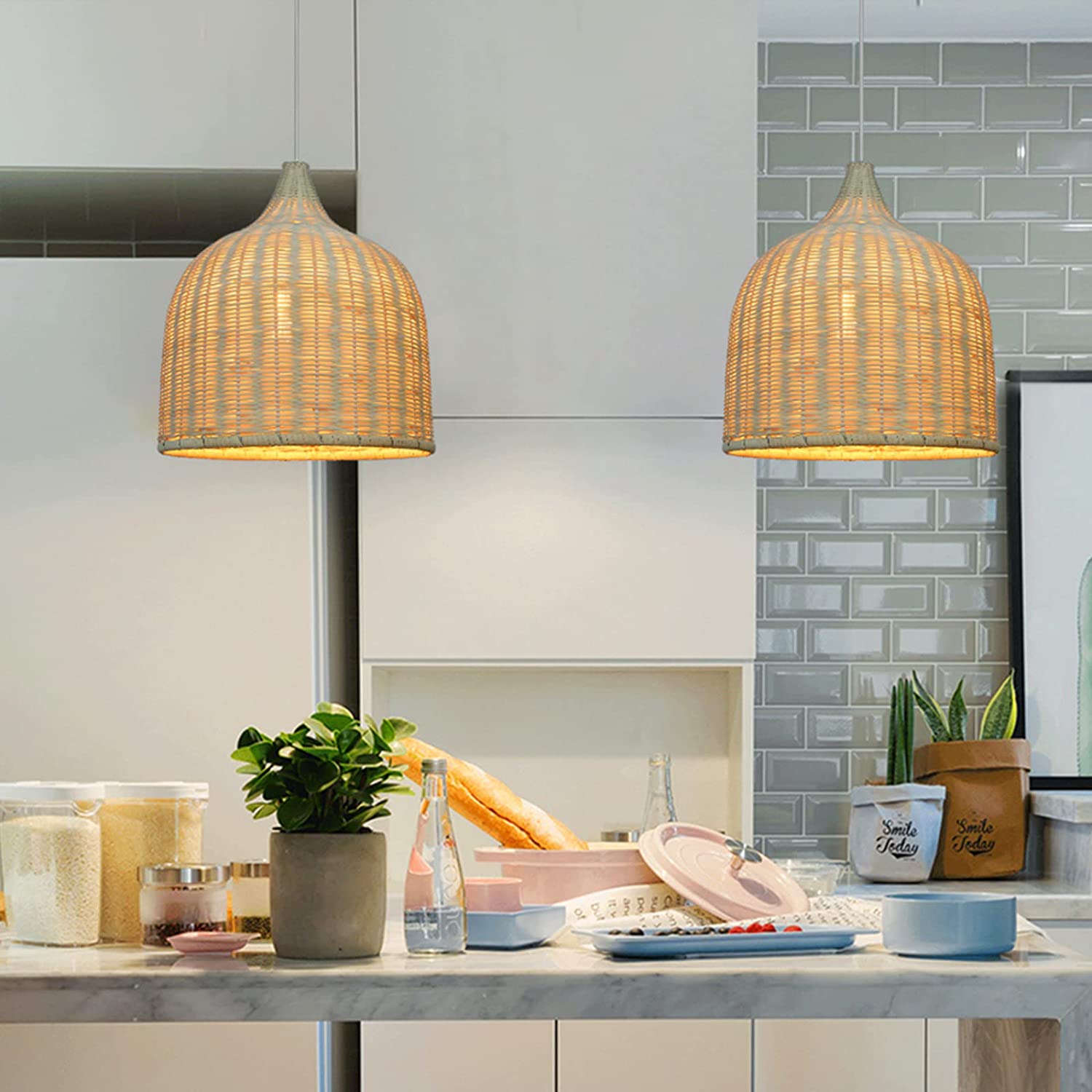Rattan Wicker Pendant Light Lampshade