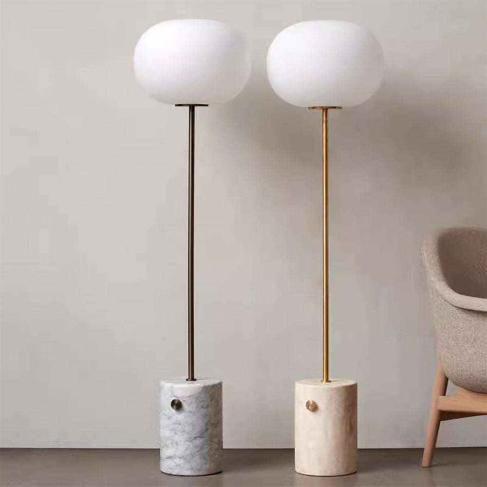 Retro Globe Glass Lampshade Marble Floor Lamp For Living Room