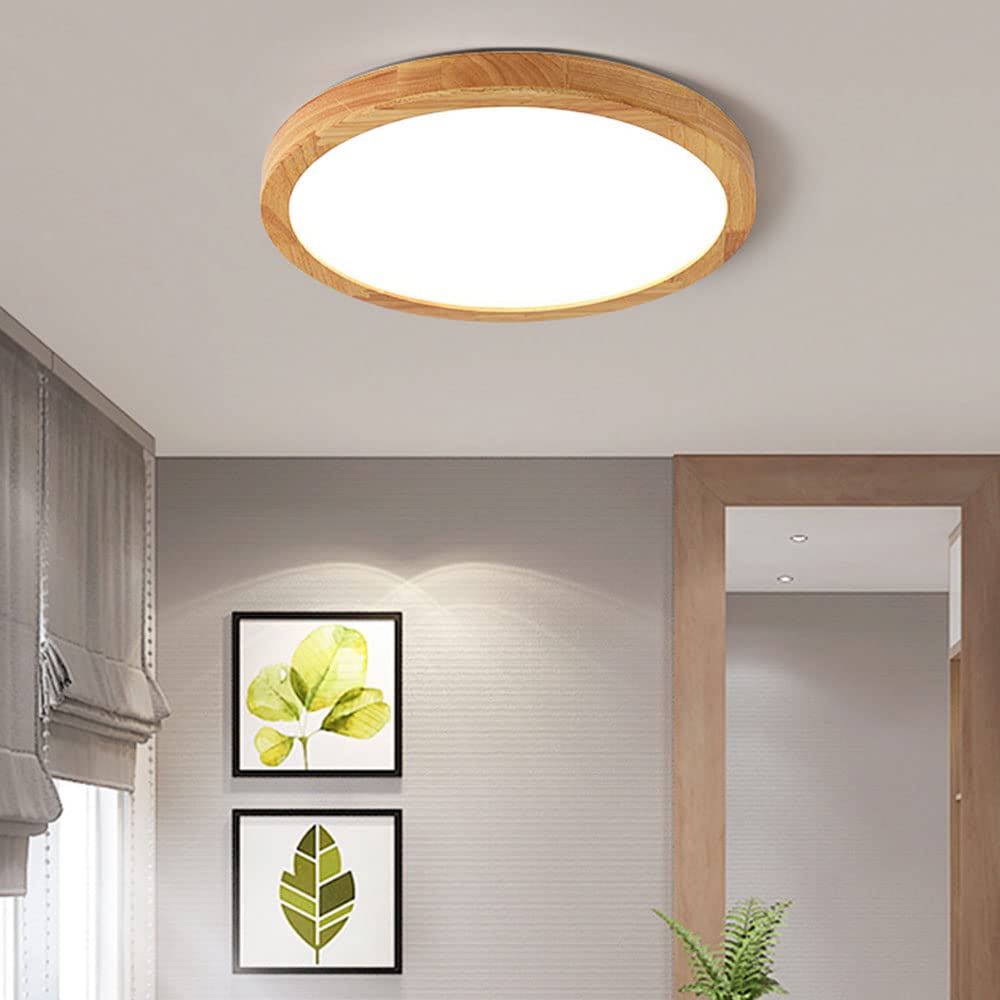 Modern Geometric LED Solid Wood Ceiling Light